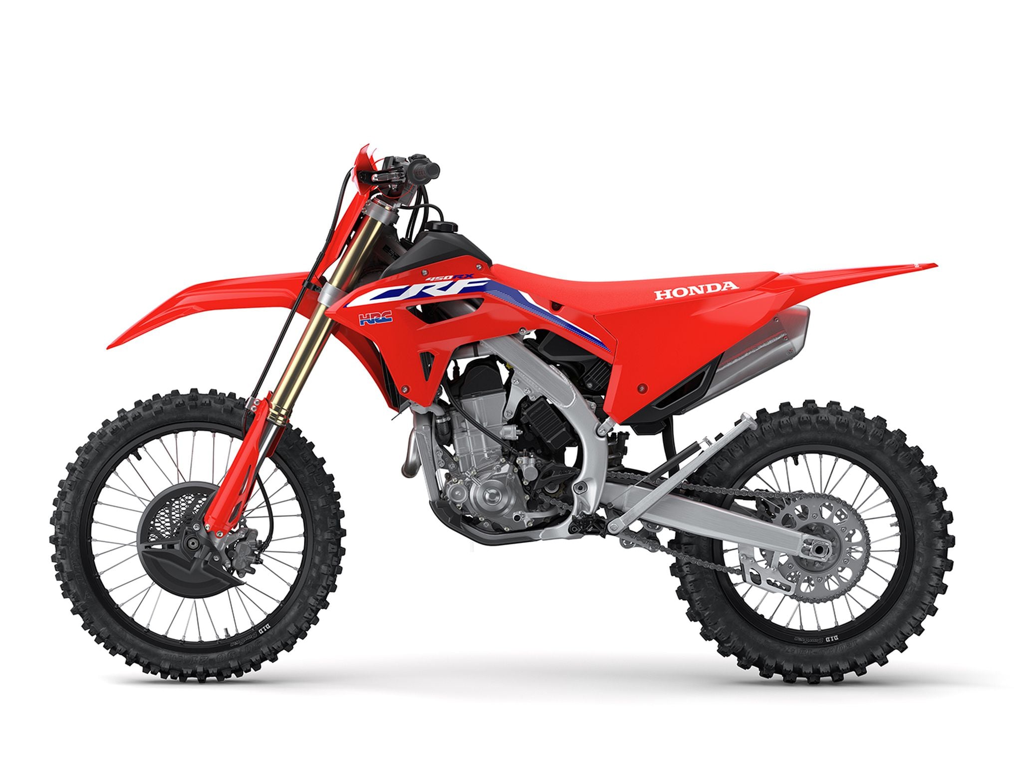 Enjoying all of the same performance upgrades as its motocross-oriented CRF450R sibling but retaining all of its off-road-specific features, the CRF450RX cross-country model has a claimed wet weight of 251 pounds.