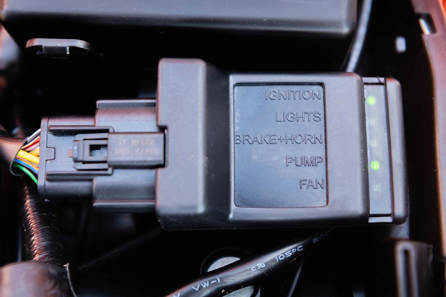 Electronics package features a new Offroad Control Unit (OCU) that monitors the bike’s electrical systems and can help diagnose problems.