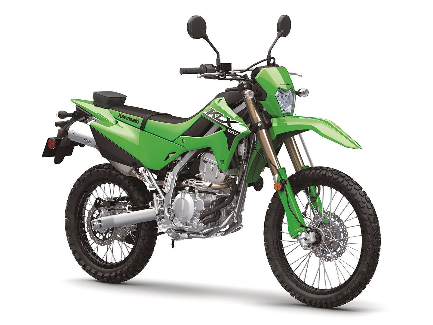 Kawasaki gave its KLX300 some bodywork revisions and color changes for MY24.