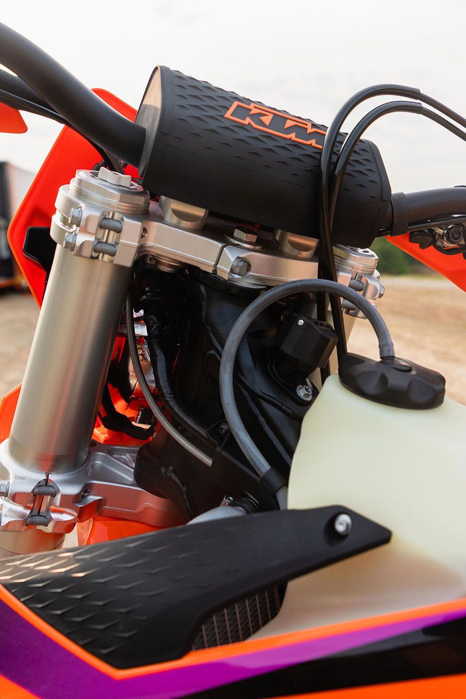 Handlebar mounts are yet another new item and come solid mounted for maximum control, but KTM offers a rubber mounting kit for riders who want more comfort.