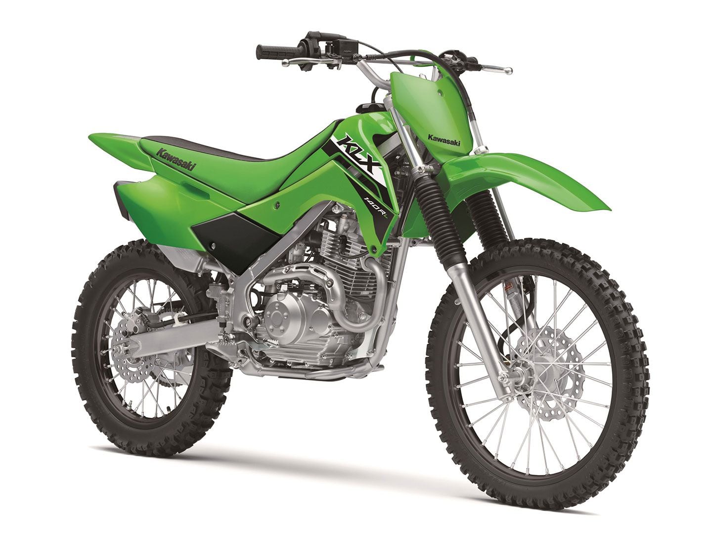 Kawasaki’s midsize KLX140R L retails for $300 more than the base model and brings larger wheels and an up-spec shock to the platform.